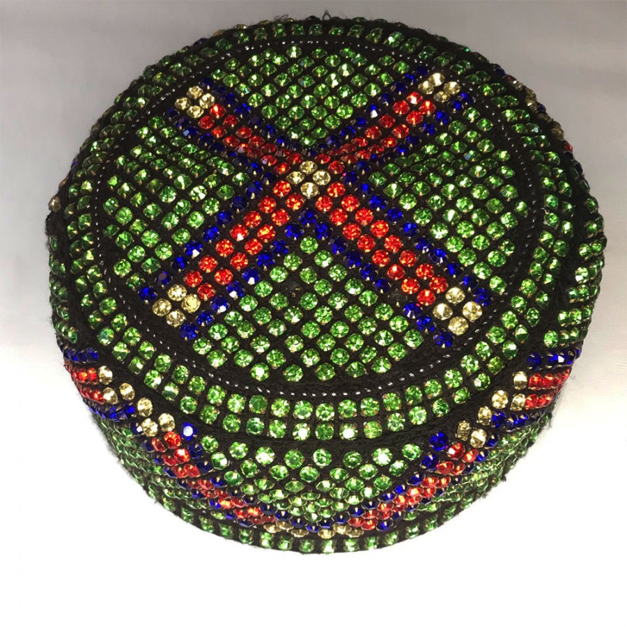 Multi Color Round Full Sindhi Nagina / Zircon Cap or Topi MKC-935